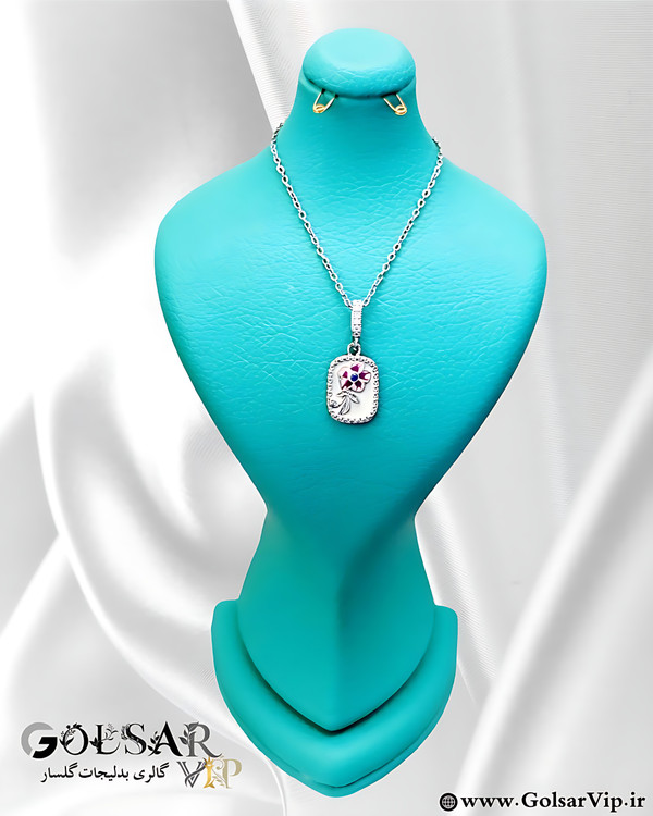 گردنبند گل بنفش رنگ ثابت و ضد حساسیت آلیاژ استیل با کیفیت عالی