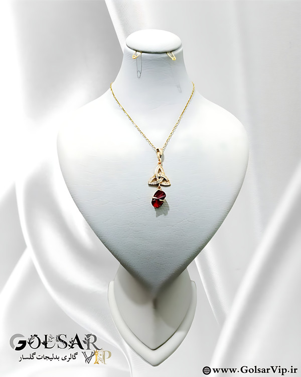 گردنبند روبی رنگ ثابت و ضد حساسیت آلیاژ استیل با آبکاری طلا کیفیت بالا
