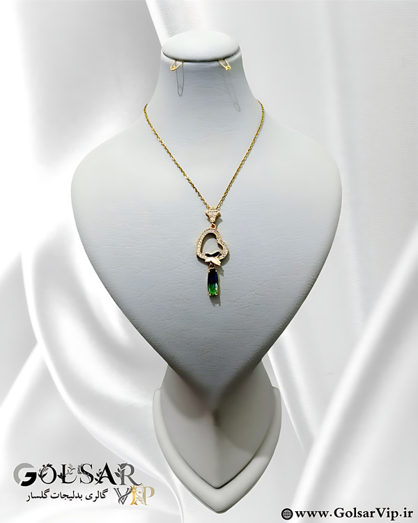 گردنبند قلب آویز کریستال رنگ ثابت و ضد حساسیت آلیاژ استیل با آبکاری طلا کیفیت بالا