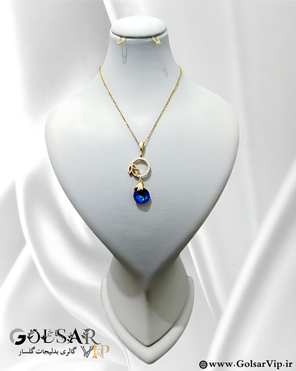گردنبند دایره کریستال رنگ ثابت و ضد حساسیت آلیاژ استیل با آبکاری طلا کیفیت بالا