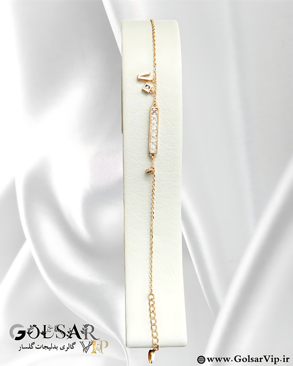 دستبند زنجیری حروف A رنگ ثابت و ضد حساسیت آلیاژ استیل با آبکاری طلا کیفیت عالی
