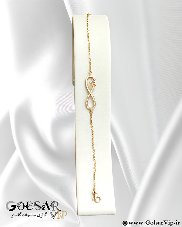 دستبند زنجیری بی نهایت رنگ ثابت و ضد حساسیت آلیاژ استیل با آبکاری طلا کیفیت بالا