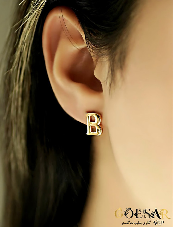گوشواره B رنگ ثابت و ضد حساسیت آلیاژ استیل با آبکاری طلا کیفیت بالا