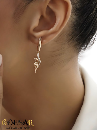 گوشواره بالرین رنگ ثابت و ضد حساسیت آلیاژ استیل با آبکاری طلا کیفیت بالا