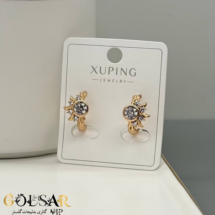 گوشواره خورشیدی رنگ ثابت و ضد حساسیت آلیاژ استیل با آبکاری طلا کیفیت بالا