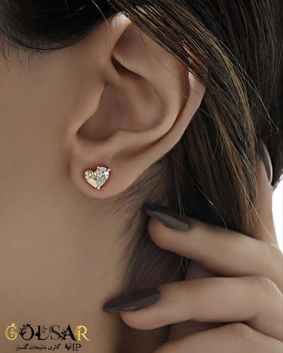 گوشواره قلب رنگ ثابت و ضد حساسیت آلیاژ استیل با آبکاری طلا کیفیت عالی