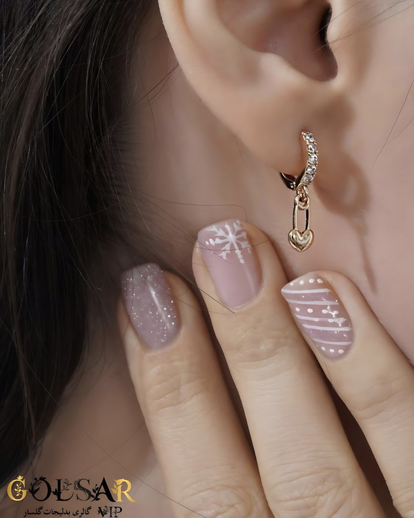 گوشواره آویز قلب رنگ ثابت و ضد حساسیت آلیاژ استیل با آبکاری طلا کیفیت بالا