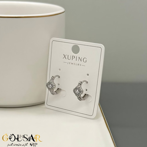 گوشواره ونکلیف نقرهای رنگ ثابت و ضد حساسیت آلیاژ استیل با کیفیت بالا