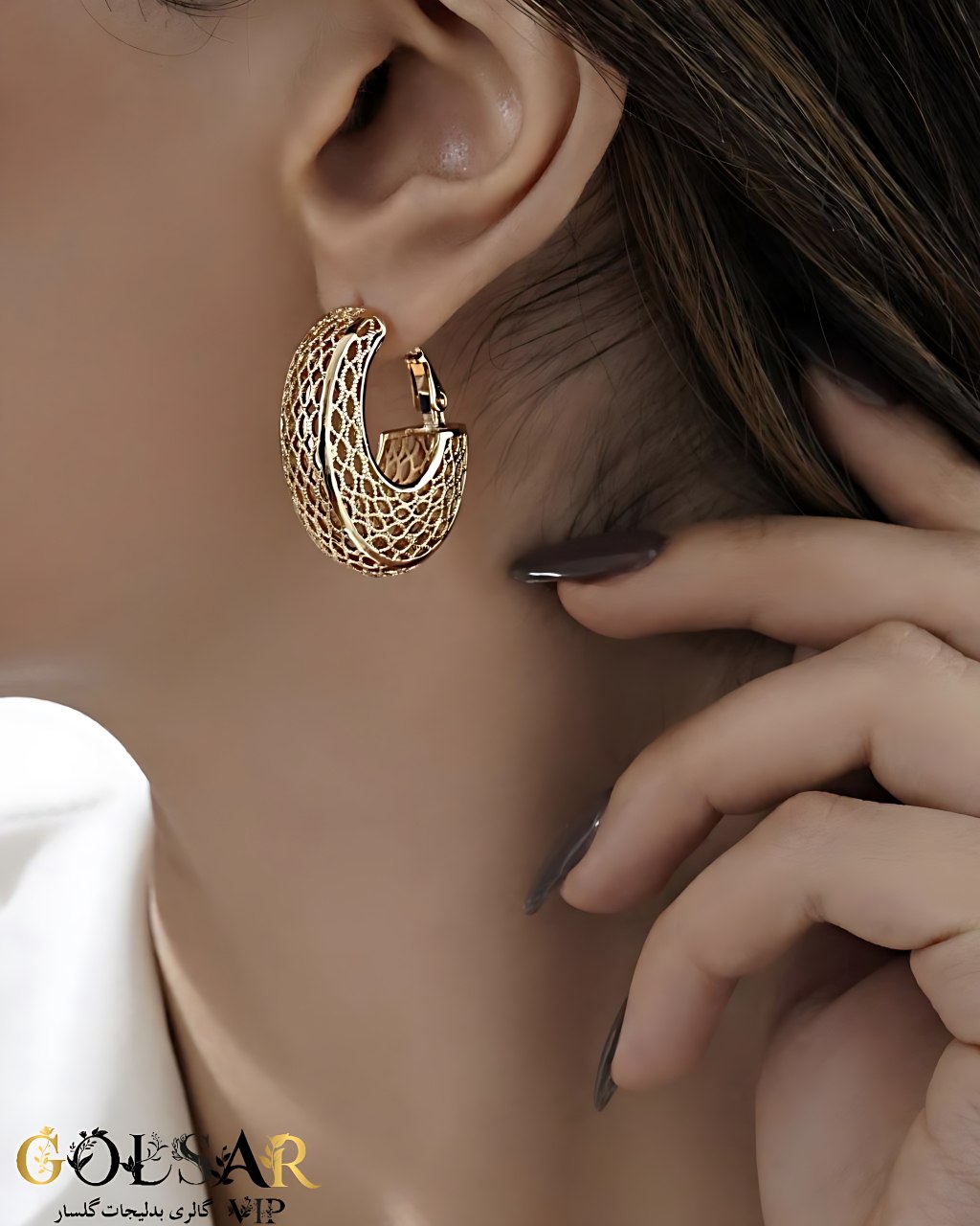 گوشواره حلقه‌ای کلاسیک رنگ ثابت و ضد حساسیت آلیاژ استیل با آبکاری طلا کیفیت بالا