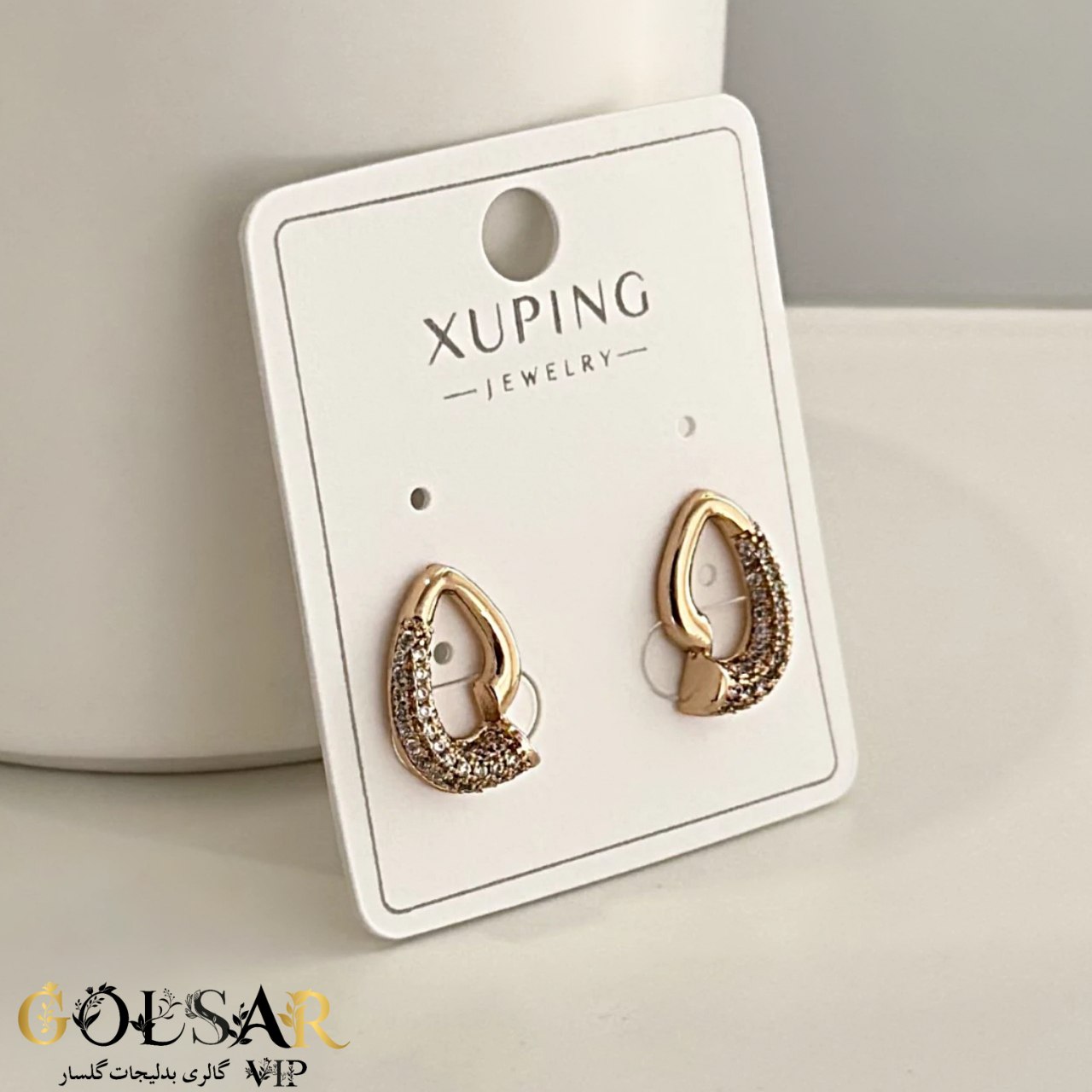 گوشواره کلاسیک رنگ ثابت و ضد حساسیت آلیاژ استیل با آبکاری طلا کیفیت بالا