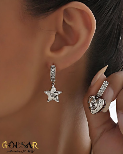 گوشواره تا به تا قلب ستاره رنگ ثابت و ضد حساسیت آلیاژ استیل با کیفیت بالا