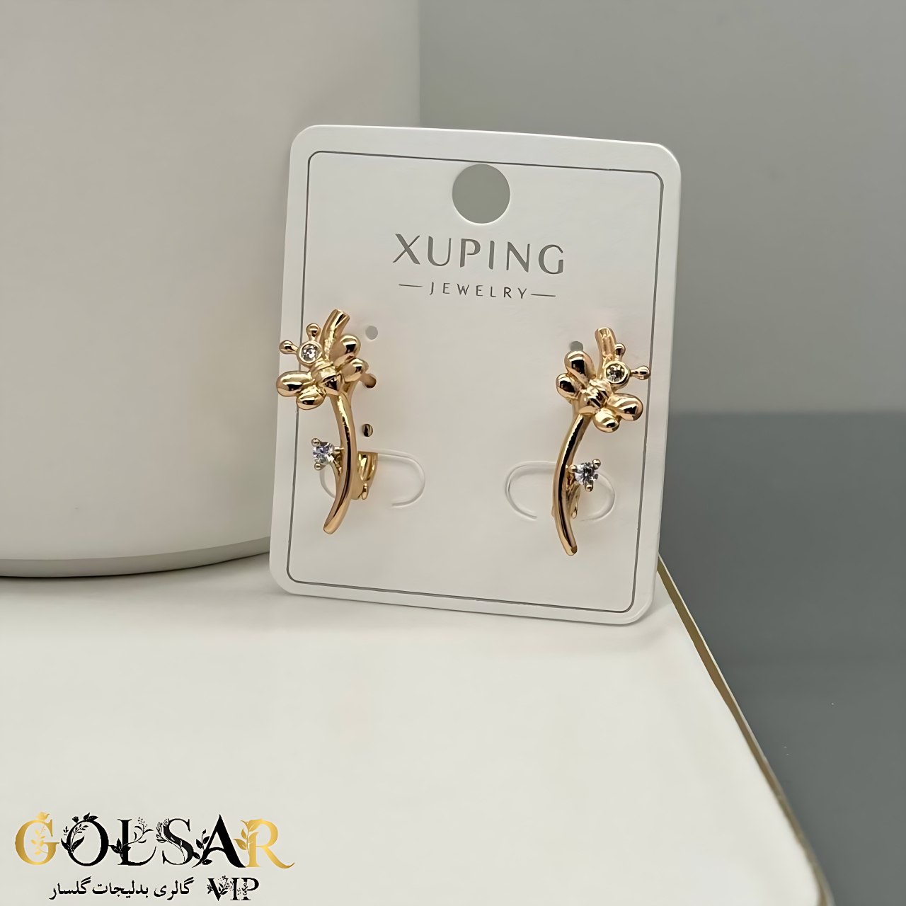 گوشواره زنبوری رنگ ثابت و ضد حساسیت آلیاژ استیل با آبکاری طلا کیفیت بالا