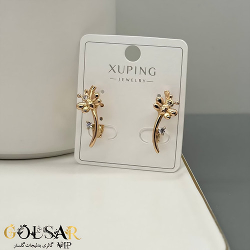 گوشواره زنبوری رنگ ثابت و ضد حساسیت آلیاژ استیل با آبکاری طلا کیفیت بالا