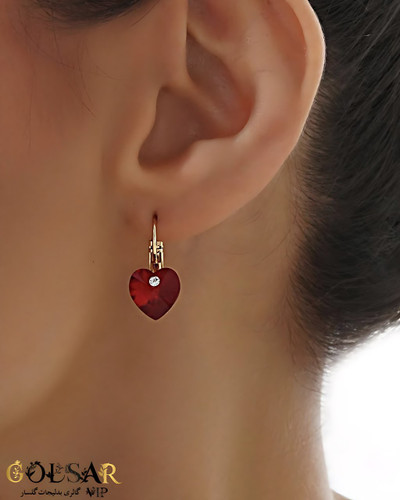گوشواره آویز قلب رنگ ثابت و ضد حساسیت آلیاژ استیل با آبکاری طلا کیفیت بالا