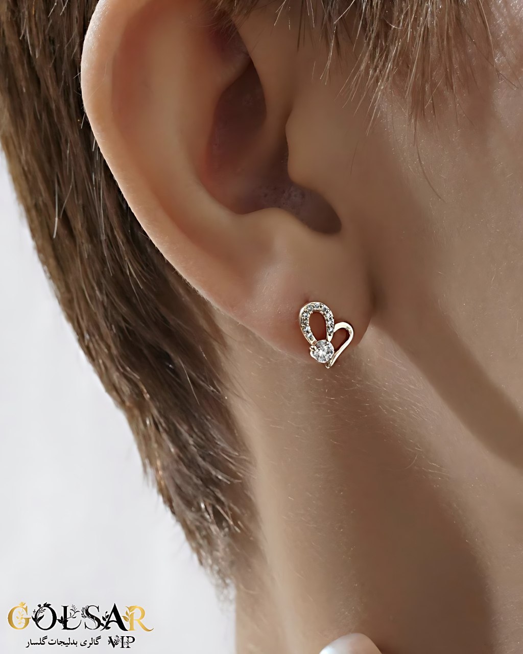 گوشواره قلب رنگ ثابت و ضد حساسیت آلیاژ استیل با آبکاری طلا کیفیت بالا