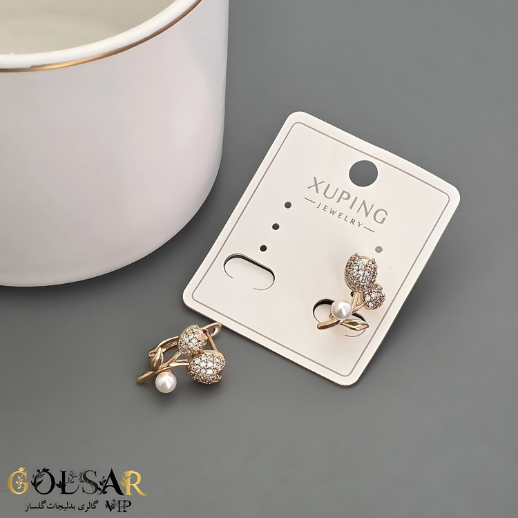 گوشواره گل رنگ ثابت و ضد حساسیت - آلیاژ استیل با آبکاری طلا کیفیت بالا