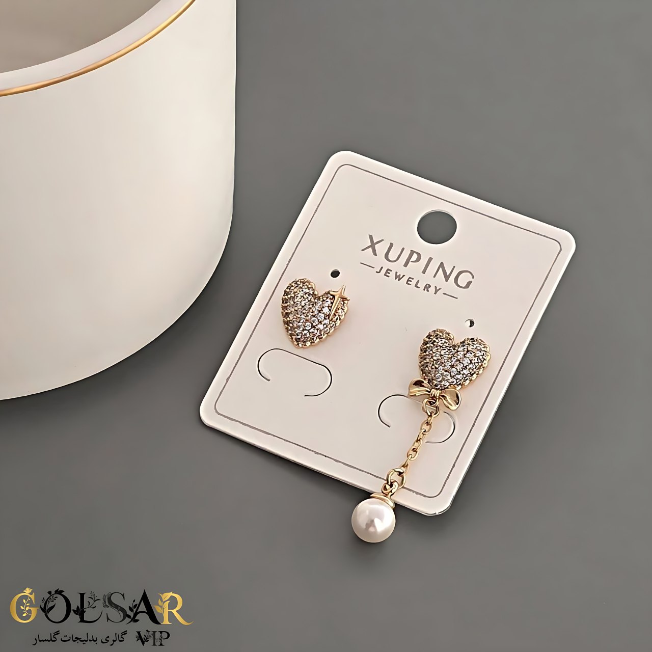 گوشواره قلب تابه تا رنگ ثابت و ضد حساسیت آلیاژ استیل با آبکاری طلا کیفیت بالا