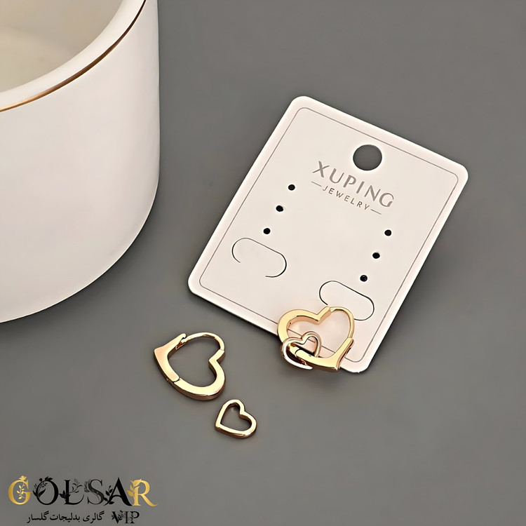 گوشواره قلب دولاین رنگ ثابت و ضد حساسیت آلیاژ استیل با آبکاری طلا کیفیت بالا