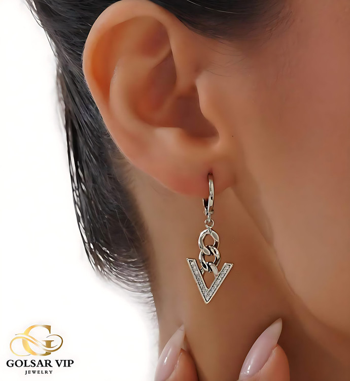 گوشواره کارتیر آویز مثلث رنگ ثابت و ضد حساسیت آلیاژ استیل با کیفیت عالی