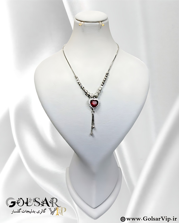 گردنبند البرنادو قلب قرمز رنگ ثابت و ضد حساسیت آلیاژ استیل کیفیت بالا