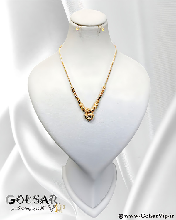 گردنبند البرنادو قلب طلایی رنگ ثابت و ضد حساسیت آلیاژ استیل با آبکاری طلا کیفیت بالا