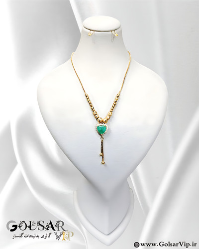 گردنبند البرنادو قلب فیروزه ای رنگ ثابت و ضد حساسیت آلیاژ استیل با آبکاری طلا کیفیت بالا
