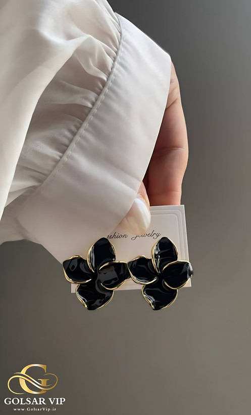 گوشواره میناکاری طرح گل رنگ ثابت و ضد حساسیت آلیاژ استیل با آبکاری طلا کیفیت بالا