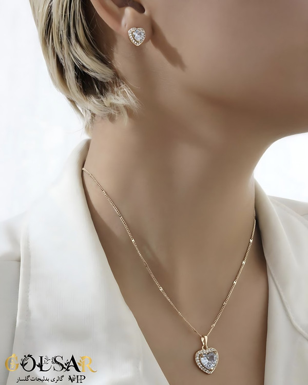 نیمست قلب رنگ ثابت و ضد حساسیت آلیاژ استیل با آبکاری طلا کیفیت عالی