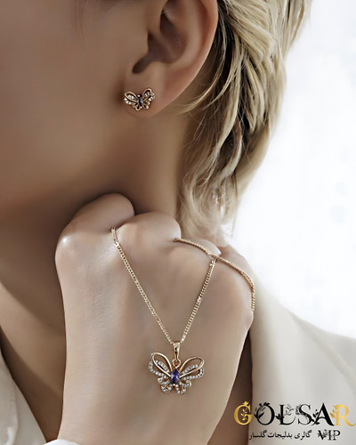 نیمست پروانه رنگ ثابت و ضد حساسیت آلیاژ استیل با آبکاری طلا کیفیت عالی