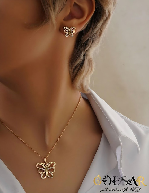 نیمست پروانه رنگ ثابت و ضد حساسیت آلیاژ استیل با آبکاری طلا کیفیت عالی