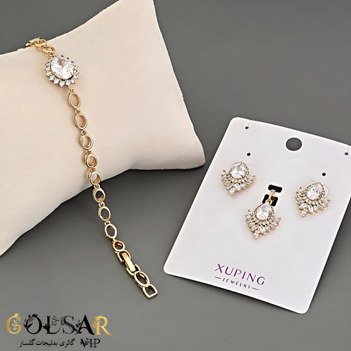 نیمست نگین براق رنگ ثابت و ضد حساسیت آلیاژ استیل با آبکاری طلا کیفیت عالی