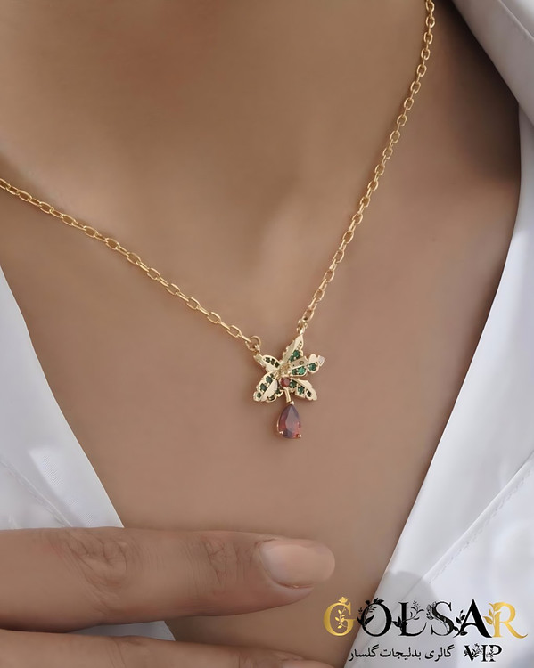 گردنبند الهام رنگ ثابت و ضد حساسیت آلیاژ استیل با آبکاری طلا کیفیت عالی