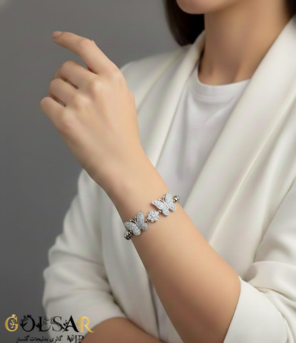 دستبند پروانه رنگ ثابت و ضد حساسیت آلیاژ استیل با کیفیت عالی