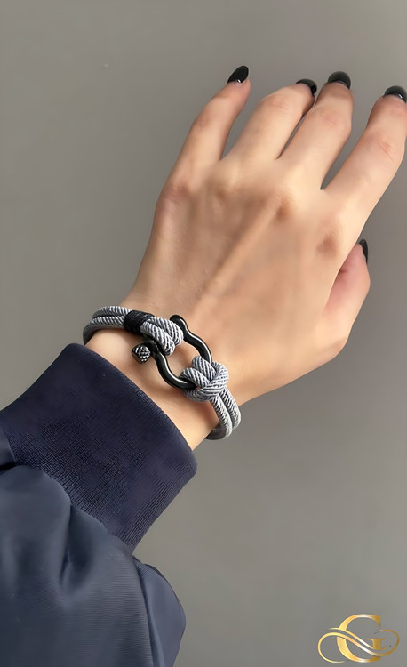 دستبند اومگا طوسی رنگ ثابت و ضد حساسیت آلیاژ استیل کیفیت بالا