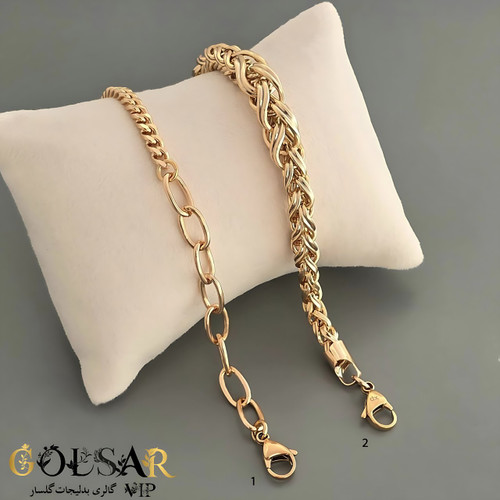 دستبند طنابی ژوپینگ رنگ ثابت و ضد حساسیت آلیاژ استیل با آبکاری طلا کیفیت عالی