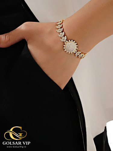 دستبند خورشید رنگ ثابت و ضد حساسیت آلیاژ استیل با آبکاری طلا کیفیت عالی
