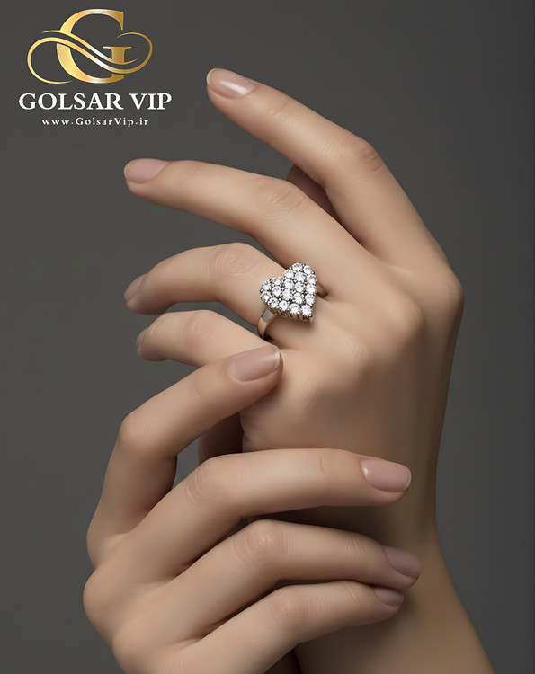 انگشتر قلب ریز نگین رنگ ثابت و ضد حساسیت آلیاژ استیل کیفیت بالا