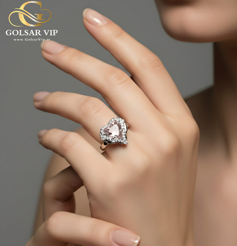 انگشتر قلب صورتی رنگ ثابت و ضد حساسیت آلیاژ استیل کیفیت بالا