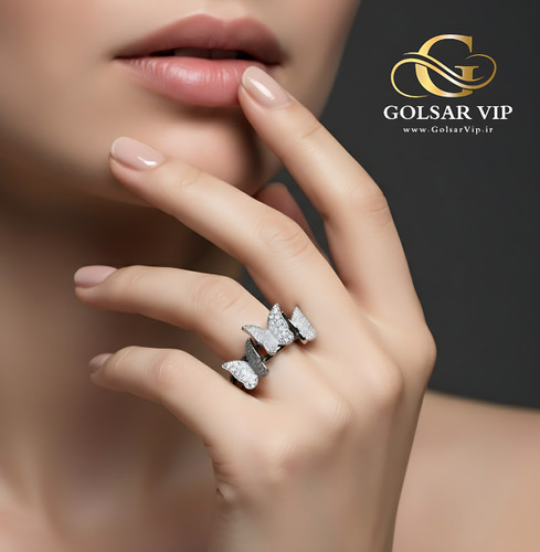 انگشتر پروانه فانتزی رنگ ثابت و ضد حساسیت آلیاژ استیل کیفیت بالا