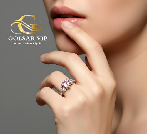 انگشتر قلب صورتی رنگ ثابت و ضد حساسیت آلیاژ استیل کیفیت بالا