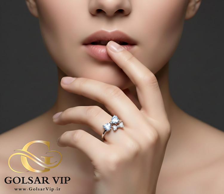 انگشتر پاپیون نگین براق رنگ ثابت و ضد حساسیت آلیاژ استیل کیفیت بالا