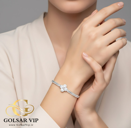 دستبند تنیسی ونکلیف براق رنگ ثابت و ضدحساسیت آلیاژ استیل کیفیت بالا