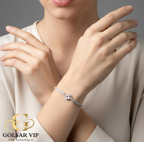 دستبند تنیسی لوزی نگین براق رنگ ثابت و ضد حساسیت آلیاژ استیل کیفیت بالا