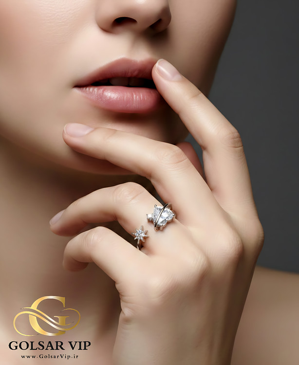 انگشتر قلب براق رنگ ثابت و ضد حساسیت آلیاژ استیل کیفیت بالا