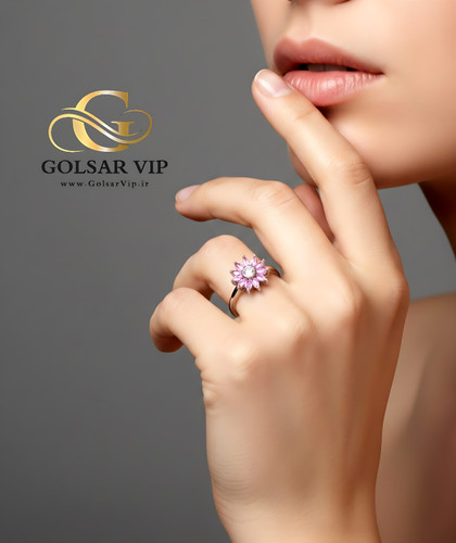انگشتر خورشید صورتی رنگ ثابت و ضد حساسیت آلیاژ استیل کیفیت بالا