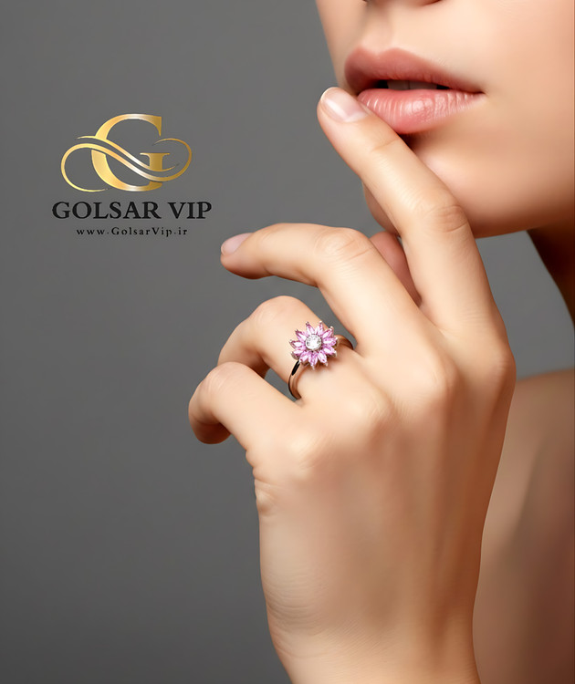 انگشتر خورشید صورتی رنگ ثابت و ضد حساسیت آلیاژ استیل کیفیت بالا
