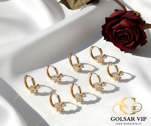 گوشواره حلقهای پروانه رنگ ثابت و ضد حساسیت آلیاژ استیل با آبکاری طلا کیفیت عالی
