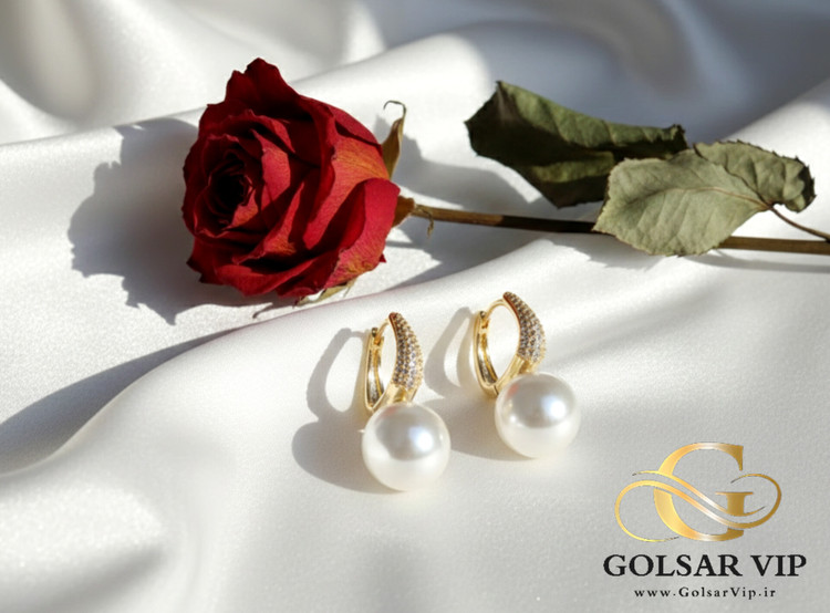 گوشواره آویز مروارید رنگ ثابت و ضد حساسیت آلیاژ استیل با آبکاری
