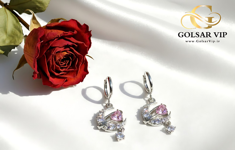 گوشواره آویز ماه رنگ ثابت و ضد حساسیت آلیاژ استیل با کیفیت عالی