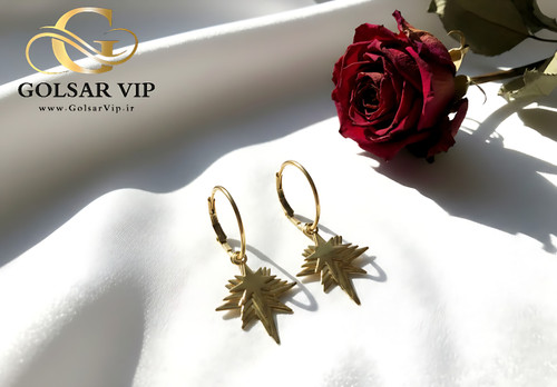 گوشواره آویز برگ رنگ ثابت و ضد حساسیت آلیاژ استیل با کیفیت عالی